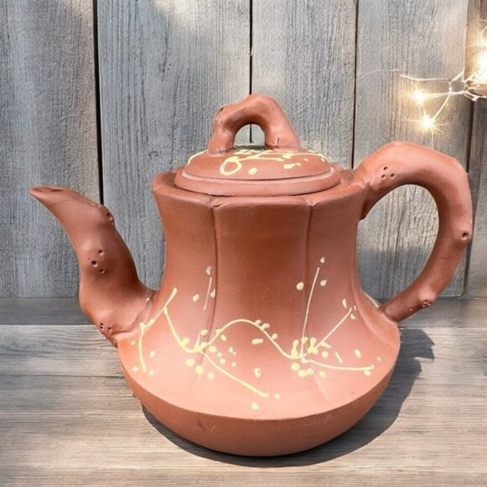 Yixing Jiangsu Clay Teapot Carafe Jug RedWare Zisha Teapot Oriental Marked VTG